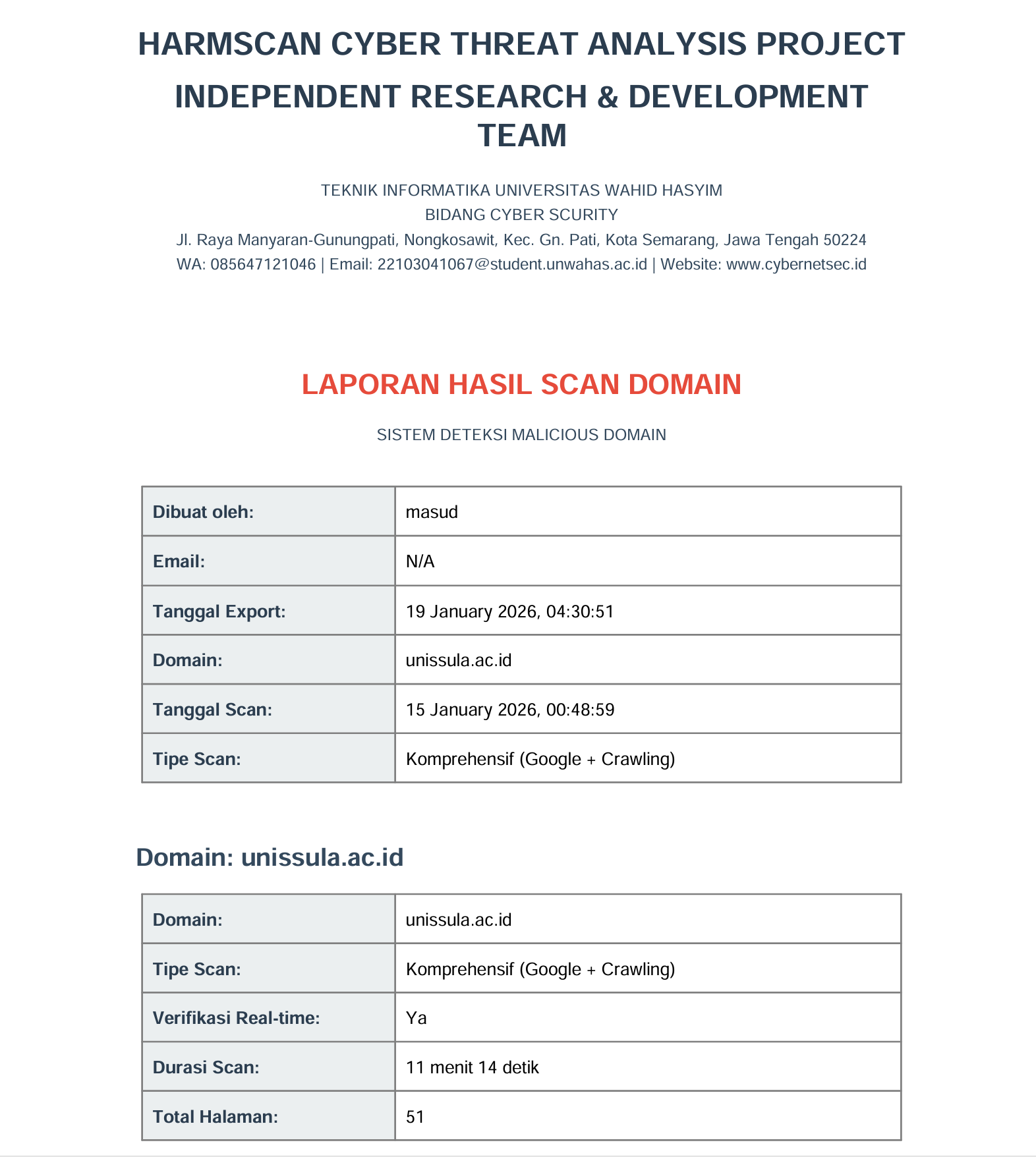 HARMSCAN System - Automated PDF Report Generation